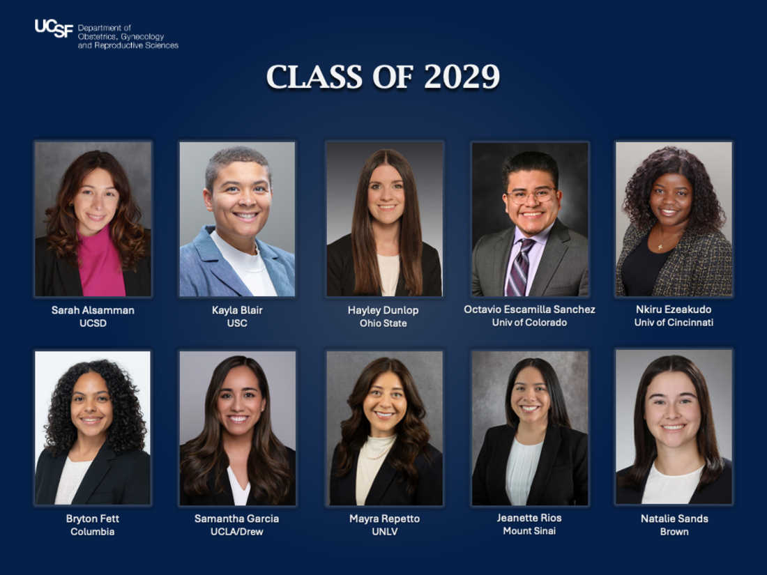UCSF Ob/Gyn Resident Class of 2029