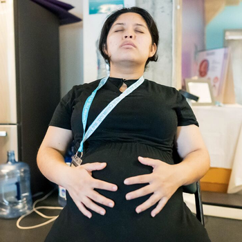 Pregnant person breathing
