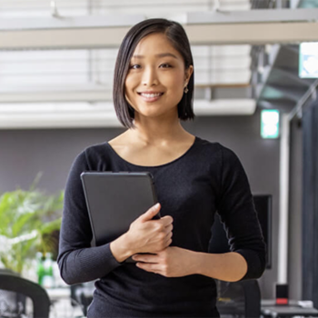 Woman with clipboard