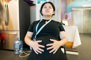 Pregnant person breathing