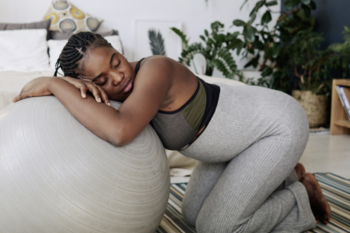 woman on yoga ball