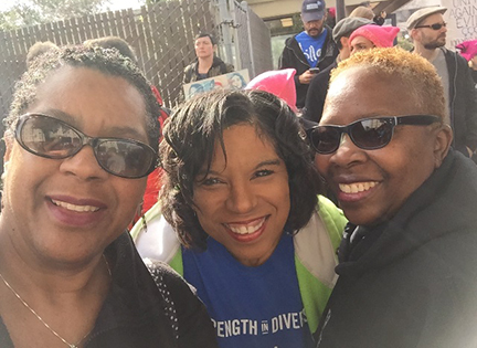 Judy Young, Cherri Wright-Taylor and friend Women's March Oakland